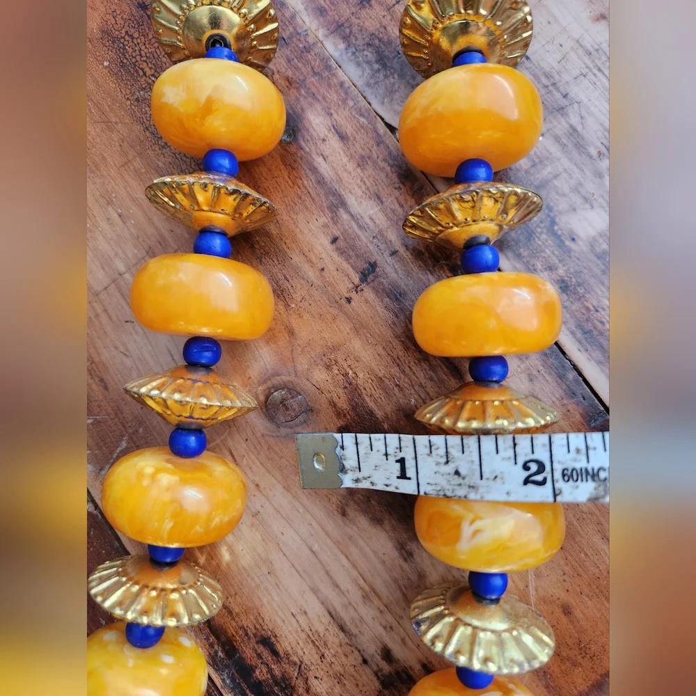 Orange, Goldtone and Blue Multi Use Piece-Home Decor or Necklace - Picture 11 of 15